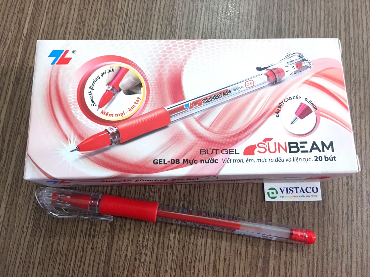 Bút Gel 08 Sunbeam đỏ Thiên Long