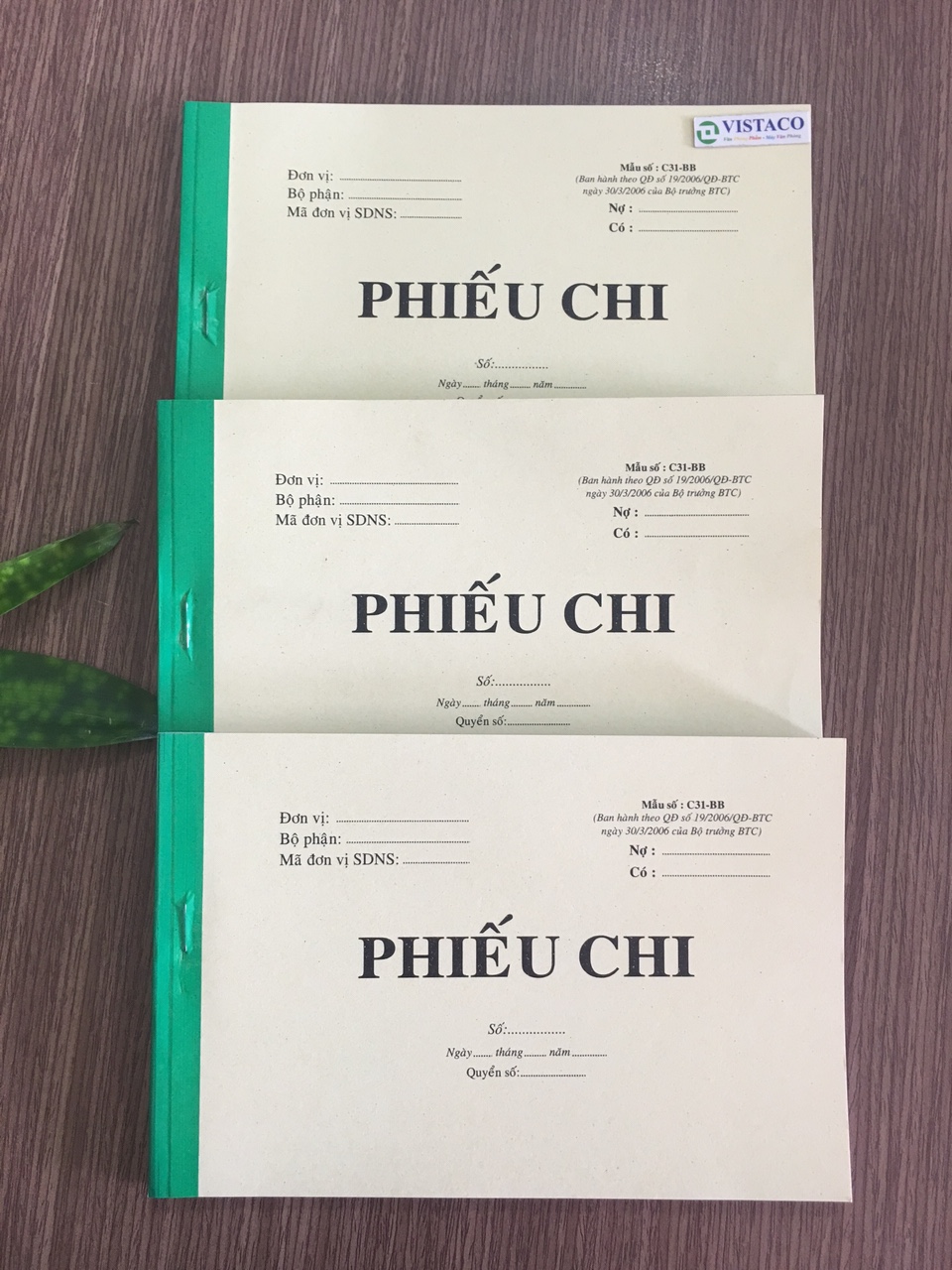 Phiếu chi 2 liên  (30 bộ) 13*19